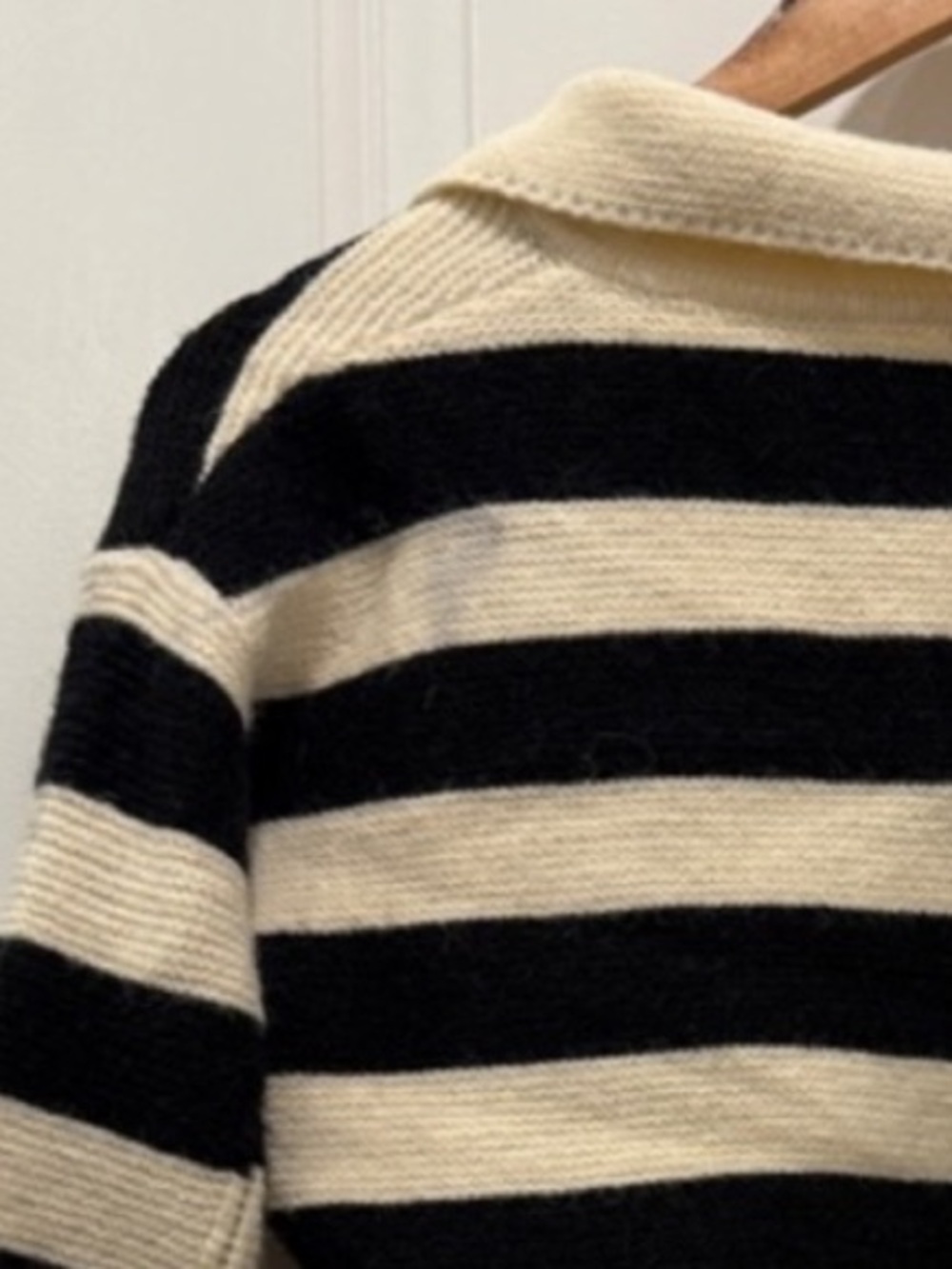 Celine Black & Cream Striped Cropped Polo Sweater - Some Discoloration - Picture 12 of 12